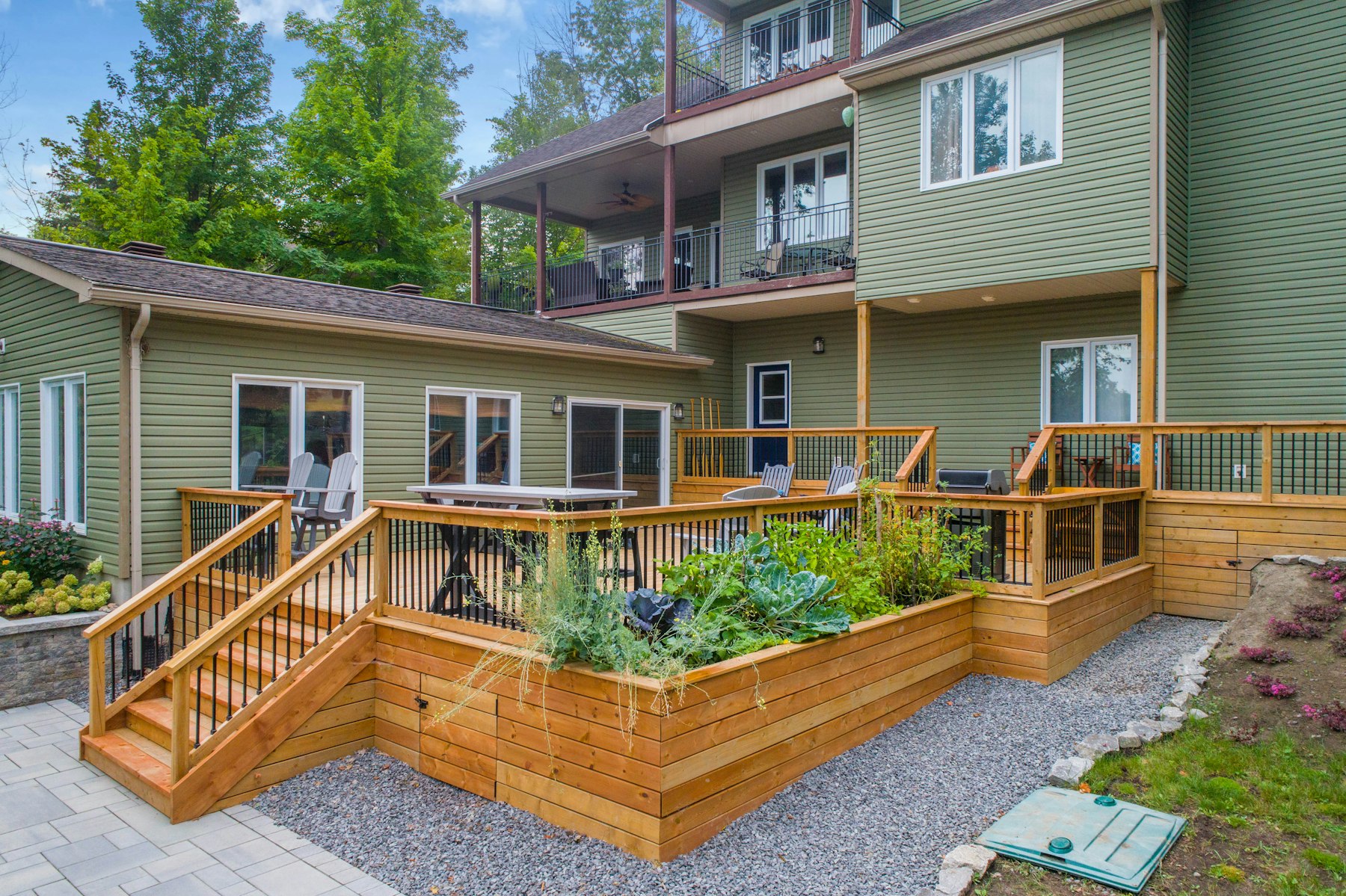 Wooden deck attached to a house