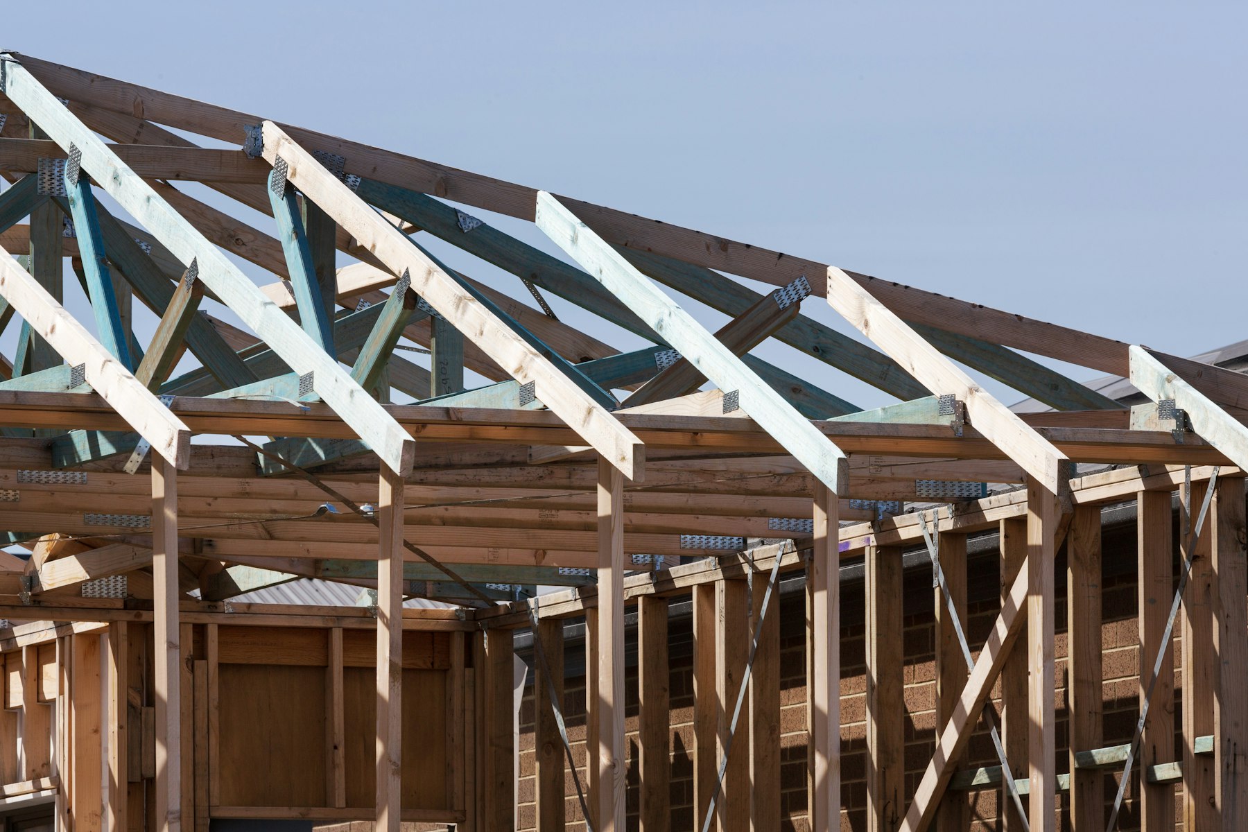 Roof framing on a house being built